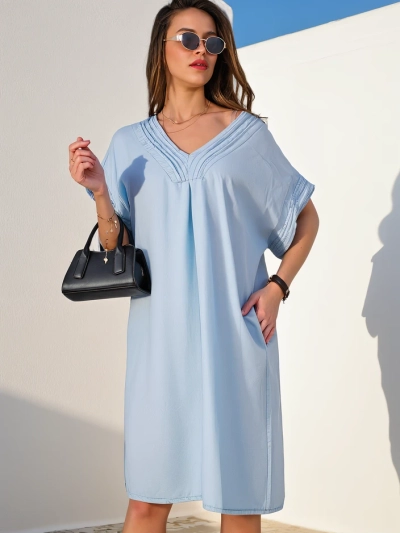 Royalfashion Простая женская туника, напоминающая джинсовое платье