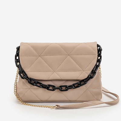 Beige women's quilted handbag - Accessories