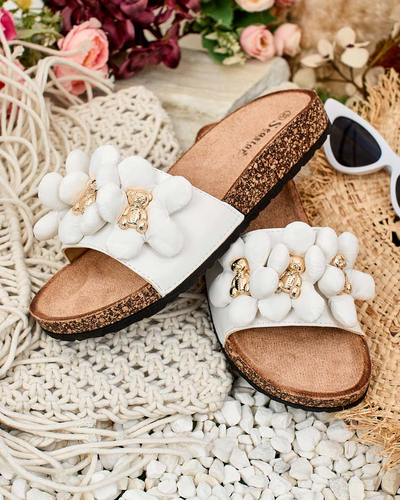 Royalfashion Naiste flip-flops kuldsete karude ja lilledega Isaralle
