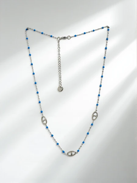 Argenta Bluette Necklace – Stainless Steel and Azzurra Beads