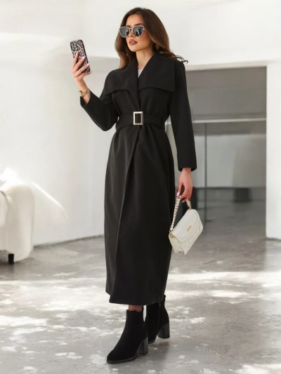 Royalfashion Women's maxi coat with tie