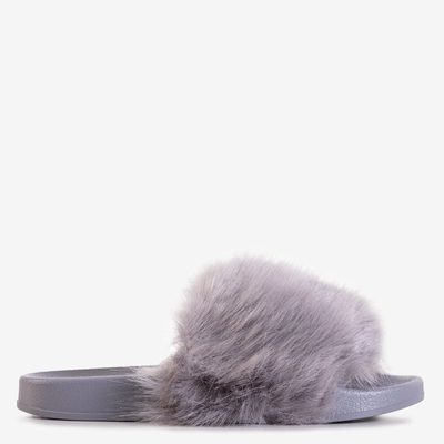 Gray women's flip-flops with fur Danita - Footwear