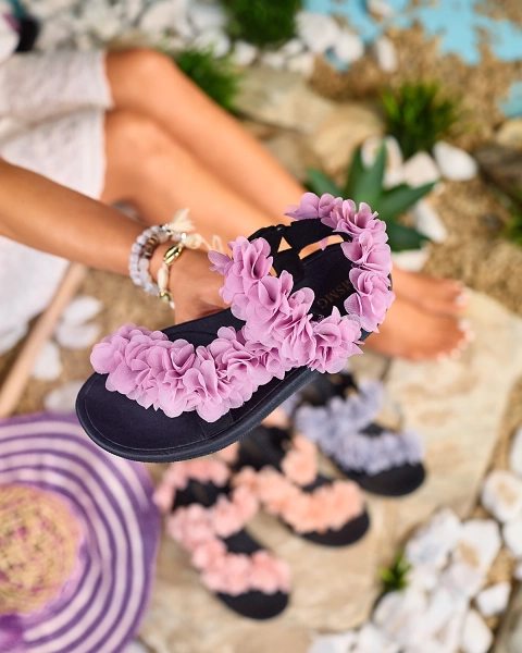 Royalfashion Dark pink women's sandals with flowers Alferroy