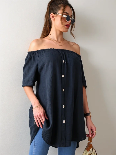 Женская блузка Royalfashion из хлопка, вдохновленная испанским стилем с декоративными пуговицами