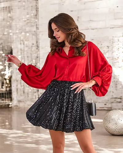 Royalfashion Short women's skirt with sequins