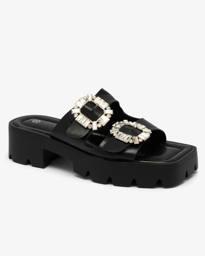 Royalfashion Mustad naiste kaunistatud Tireta kontsaga flip-flopid