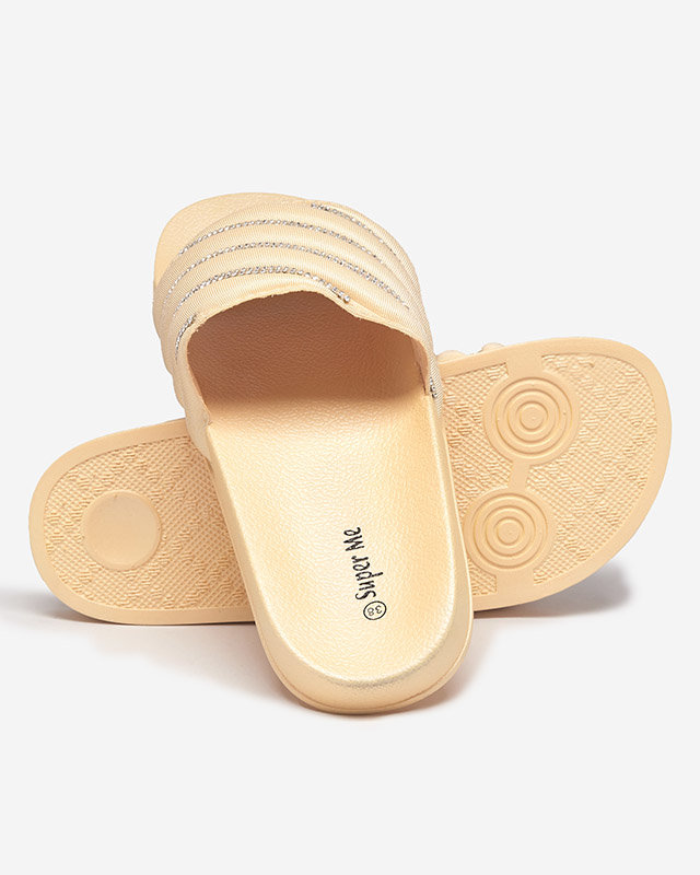 Kuldsed naiste sussid tsirkooniumoksiidiga Mytaris - Jalatsid