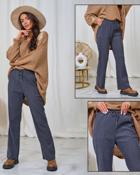 Royalfashion Women's corduroy fabric pants in dark gray