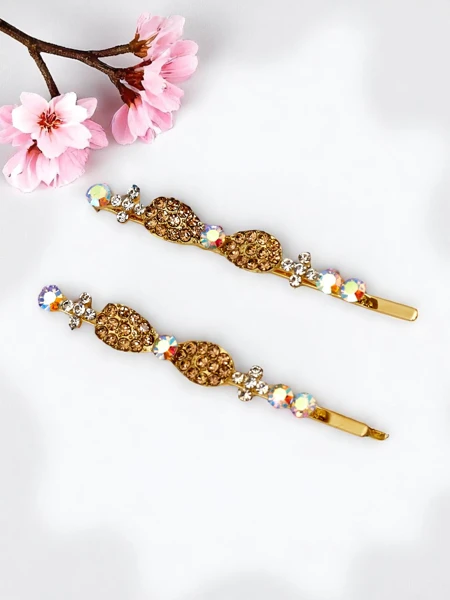 Royalfashion Заколки для волос с стразами и маленькими бантиками Tiny Bows