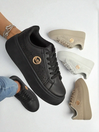 Women's Perseida Royalfashion platform sneakers black eco-leather