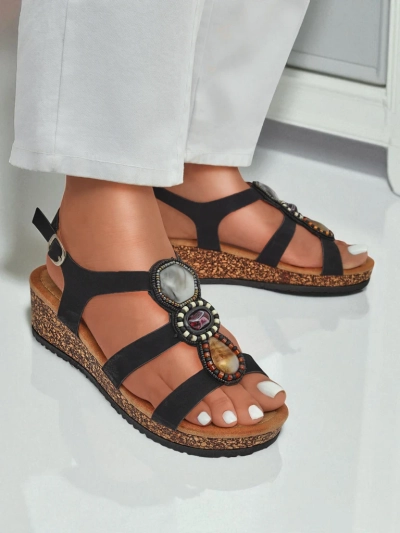 Royalfashion Women's wedge sandals with stones Grace Shine