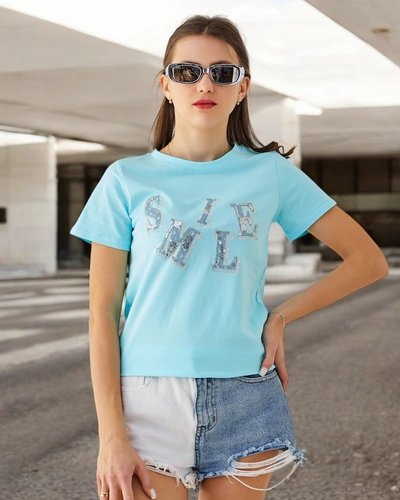 Royalfashion Naiste puuvillane pluus, millel on kiri