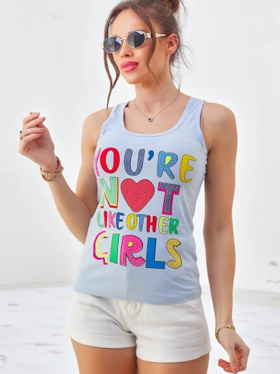 Royalfashion Naiste puuvillane tank top rihmade ja trükistega