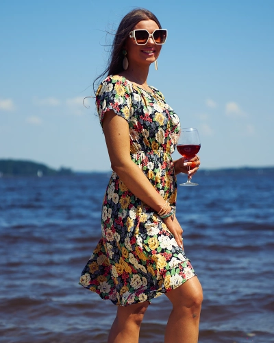 Royalfashion Naiste lilleline minikleit a'la hiszpanka must