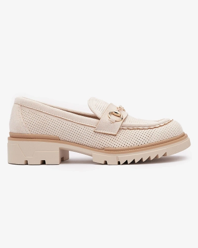 Cream openwork women's moccasins with chain Imerila - Footwear