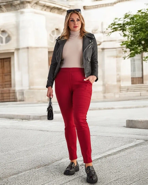 Women's burgundy insulated treggings - Clothing