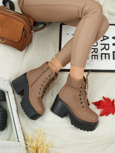 Women's Faux Suede Ankle Boots with Block Heel and Platform Tavlissa