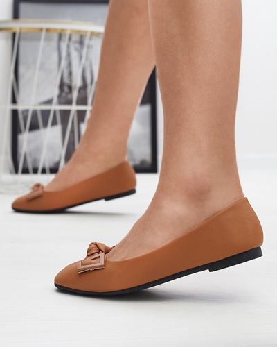 Naised kaameli värvi balleriinid kaunistusega ninaosas Caxien- Jalatsid