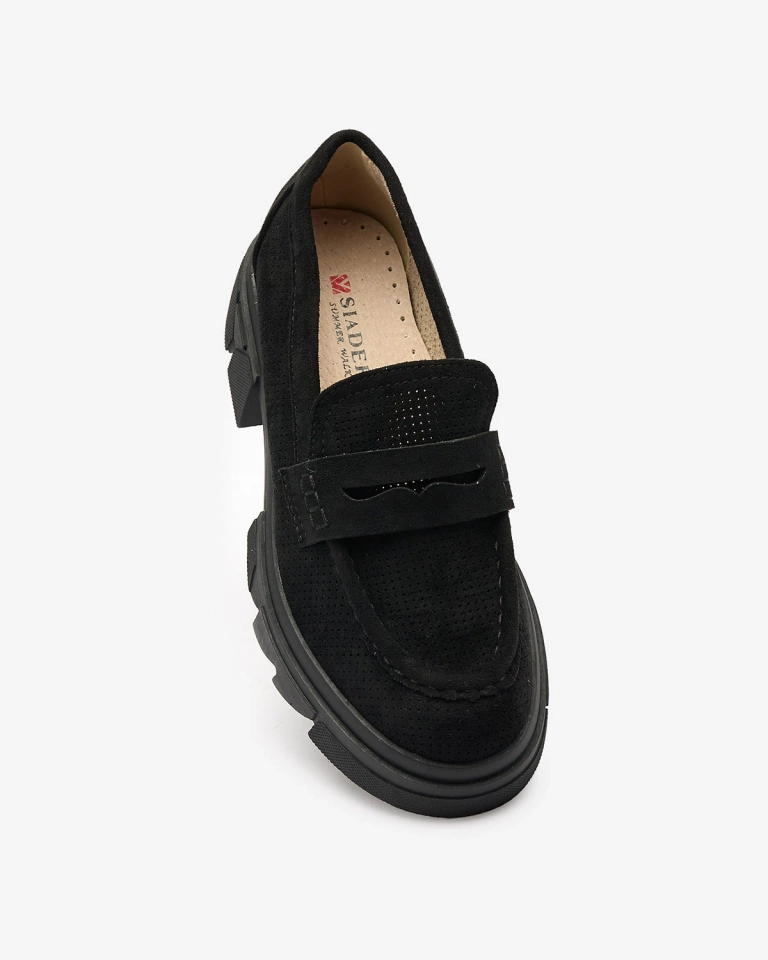 Royalfashion Black women's openwork moccasins Lace Glide