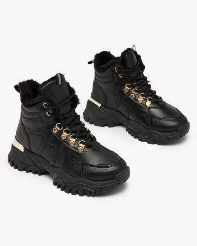 Royalfashion Women's Sneakers with fur in black Megigna