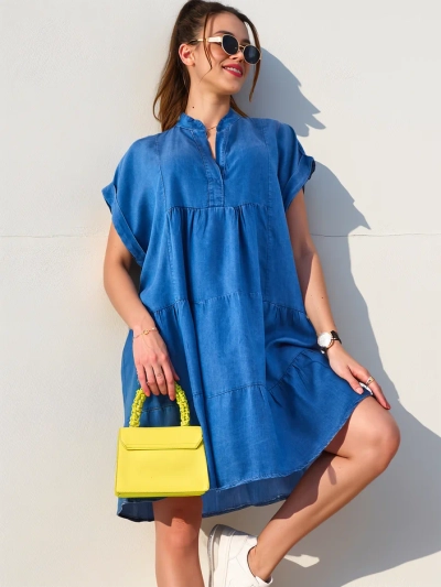 Royalfashion Women's stitched tunic resembling a denim dress