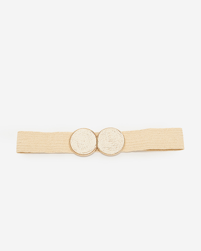 Cream braided elastic women's belt - Accessories