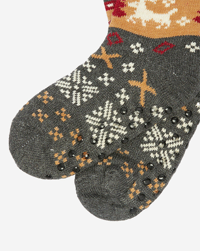 Gray women's socks with a Christmas pattern - Underwear