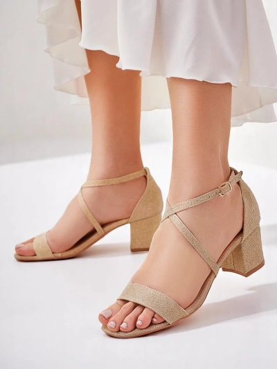 Royalfashion Aurelia women's fabric heeled sandals gold 41