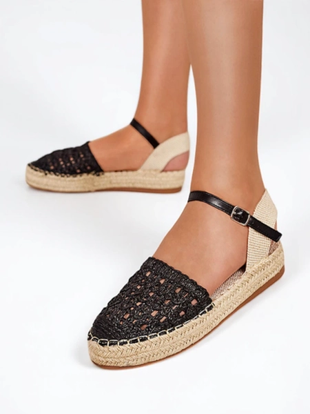 Ladies 'black espadrilles with an openwork Triumf - Footwear