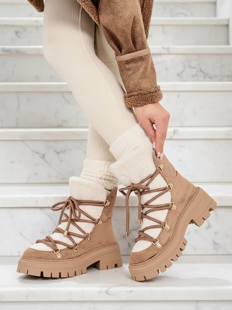 Royalfashion Lozin lace-up women's snow boots