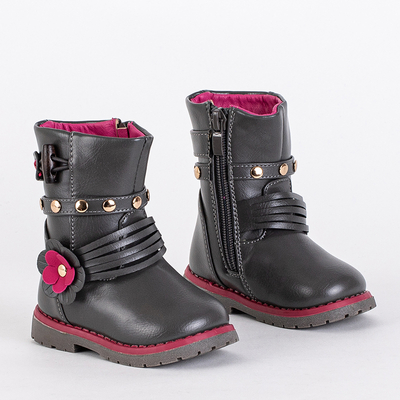 Gray children's boots made of eco leather Kisso - Footwear
