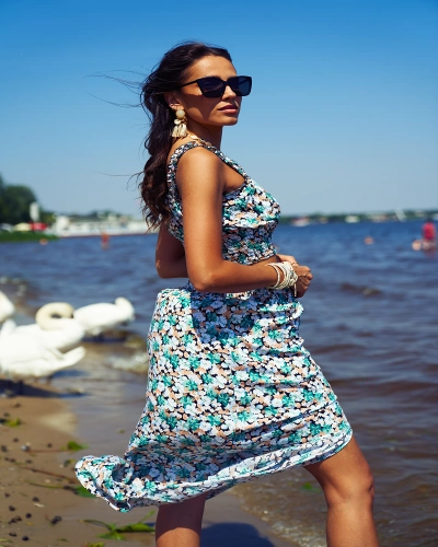 Royalfashion Мятный женский комплект с цветочным принтом