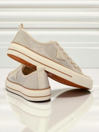 Aurelia Beige - naiste tekstiilist tennised tasasel 3 cm tallal