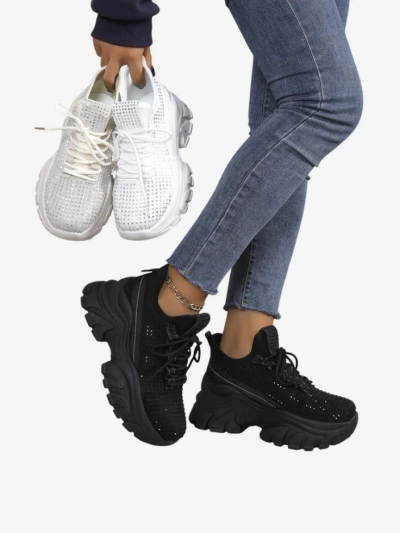 Royalfashion Women's sports sneakers with rhinestones Blysco