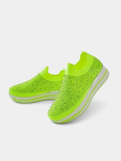 Royalfashion Women's slip-on fabric sports shoes with rhinestones Adeq