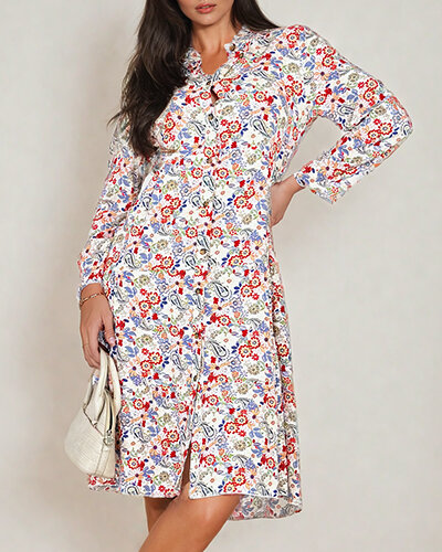 Royalfashion Naiste midi-mustriline kleit