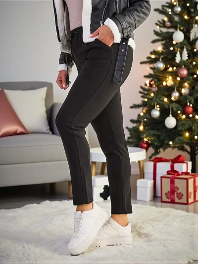 Luna mustad kangast vabaaja naiste püksid igapäevaseks kandmiseks