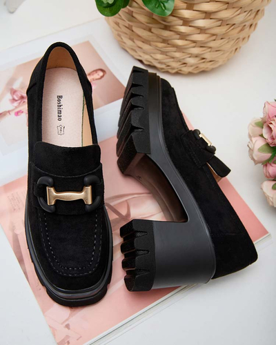 Elegantsed Vulcano seemisnahast mustad sandaalid