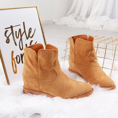 Cowboy boots on an indoor wedge in camel Bluestone - Footwear 1