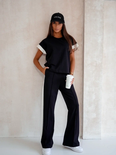 Royalfashion Women's cotton set with short sleeves and wide pants