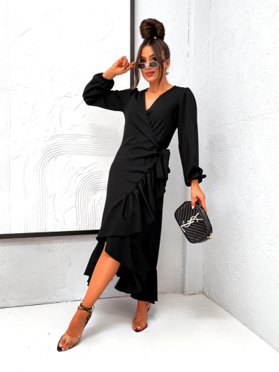 Royalfashion Tied women's midi dress with ruffles
