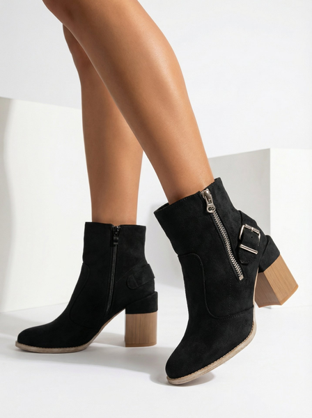 Royalfashion Black eco-suede women's high stiletto boots Acimra