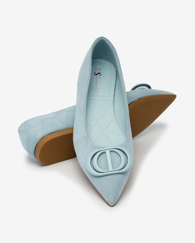 Royalfashion Синие женские балерины с заостренным носом и украшением на носу Tidita