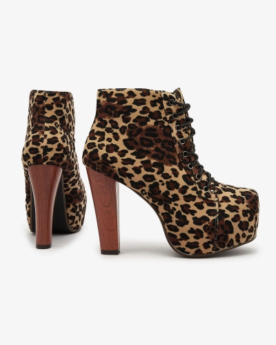 Royalfashion Beežid naiste kõrged stiletto saapad leopardimustriga Seficone