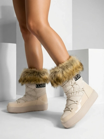 Royalfashion Beige slip-on boots a'la snow boots for women Gomllo