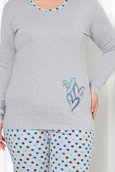 Royalfashion Naiste 2-osaline puuvillane täpiline ööpuku PLUS SIZE