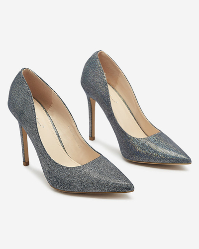 Graphite holographic women's stiletto pumps Soddo- Footwear