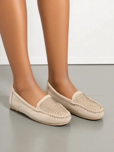 Royalfashion Women's moccasins with rhinestones Ezuess