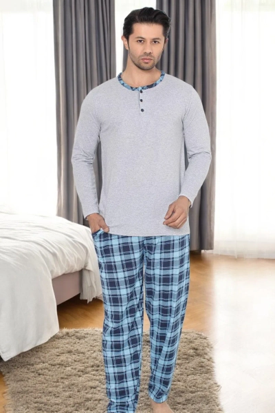 Royalfashion Пижама мужская в клетку из хлопка