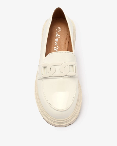 Royalfashion White lacquered moccasins for women Dafench
